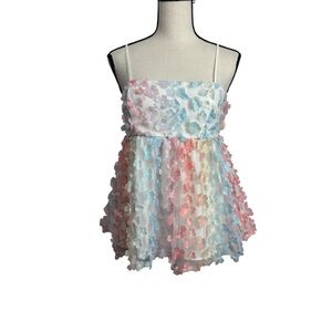 Storia Pastel 3D Floral Spaghetti Strap Babydoll Top
